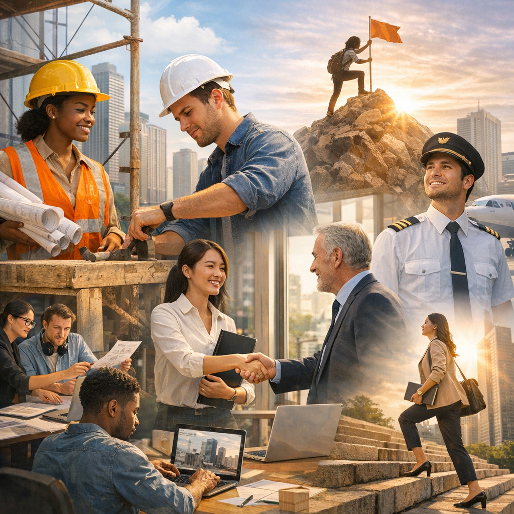 photographic An inspiring image of people building their careers